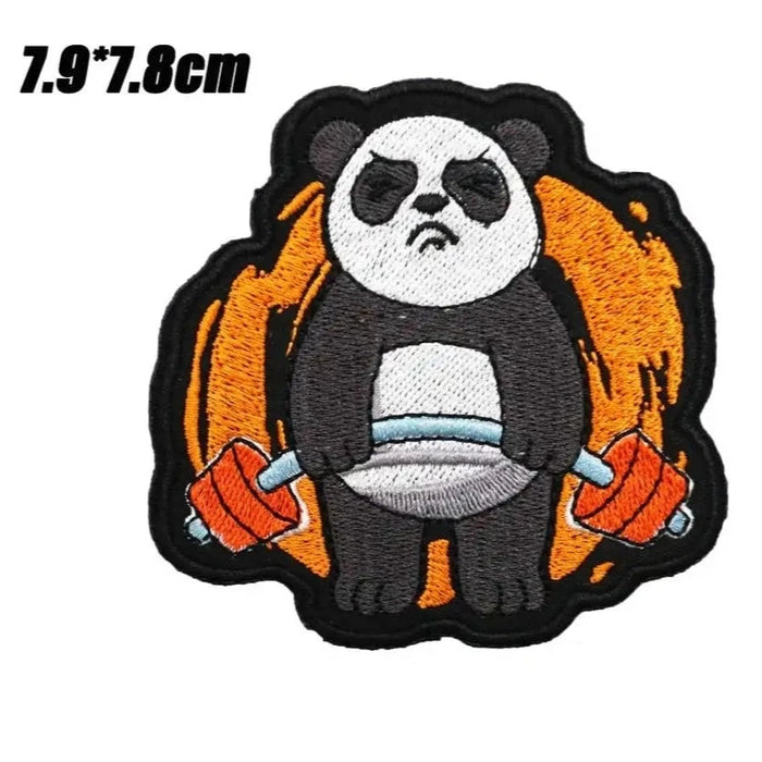 Panda 'Weightlifting' Embroidered Patch