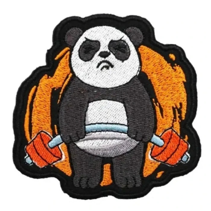 Panda 'Weightlifting' Embroidered Velcro Patch