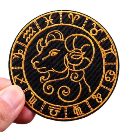 Zodiac Signs 'Aries | Round' Embroidered Patch