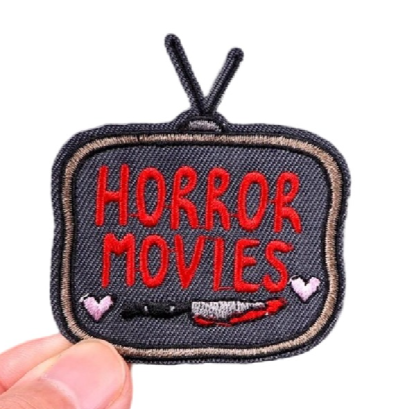 Black TV 'Horror Movies' Embroidered Patch