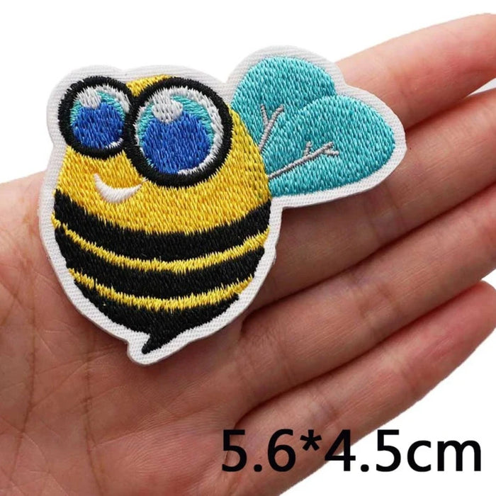 Cute Bee 'Blue Eyes' Embroidered Patch