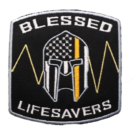 Spartan Flag Helmet 'Blessed Lifesavers' Embroidered Velcro Patch