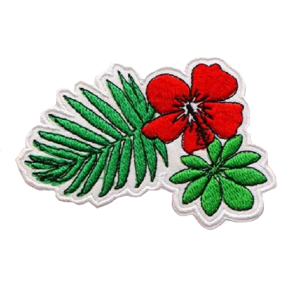 Hibiscus Plant 'Leaves and Flower' Embroidered Patch