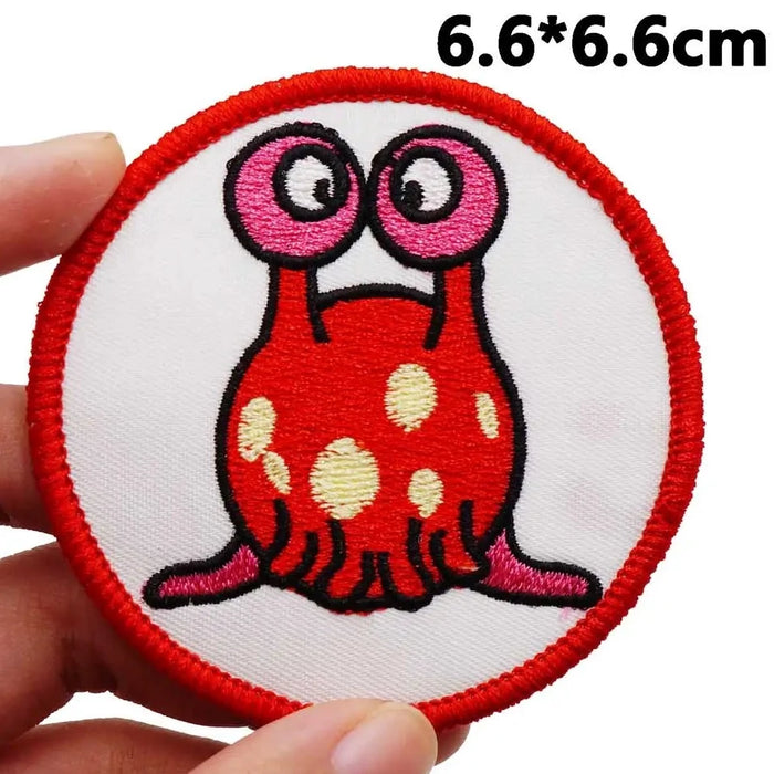 Red Alien Snail 'Round | 1.0' Embroidered Patch