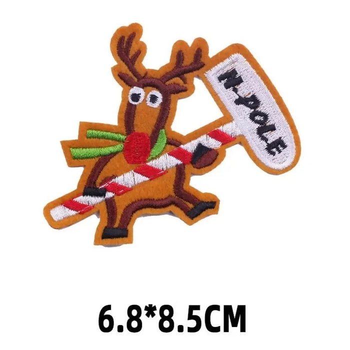 Christmas 'Rudolph | Holding N-Pole' Embroidered Patch