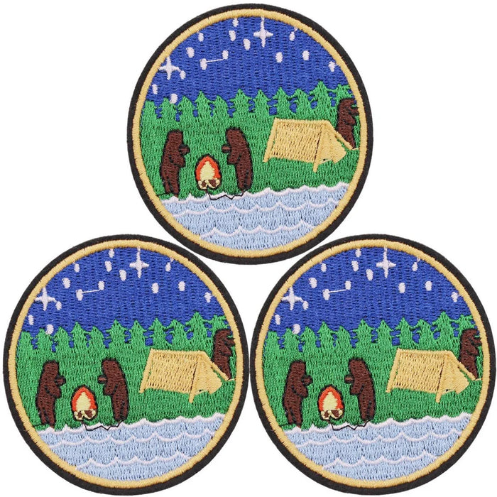 Bear Camping 'Set of 3' Embroidered Patch
