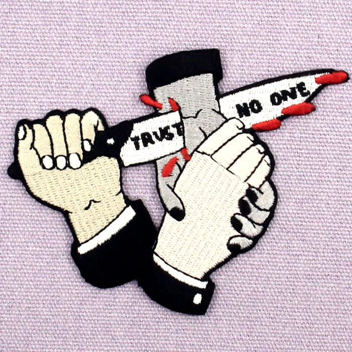 Handshake 'Trust No One | Knife Cut' Embroidered Patch