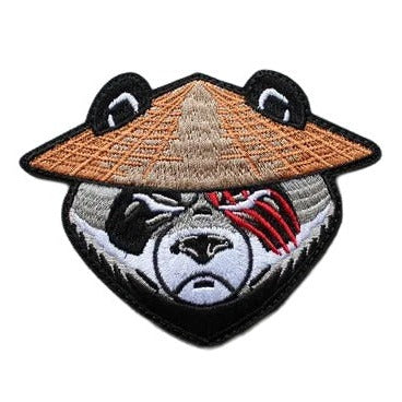 Cool 'Panda Head | Straw Hat 1.0' Embroidered Velcro Patch