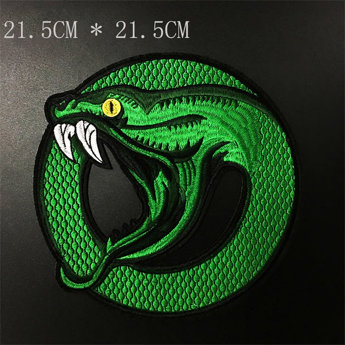 Green Snake 'Round' Embroidered Patch