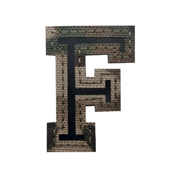 Camouflage Letter 'Letter F | Reflective' Embroidered Velcro Patch