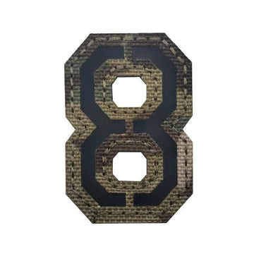 Camouflage Number 'Number 8 | Reflective' Embroidered Velcro Patch
