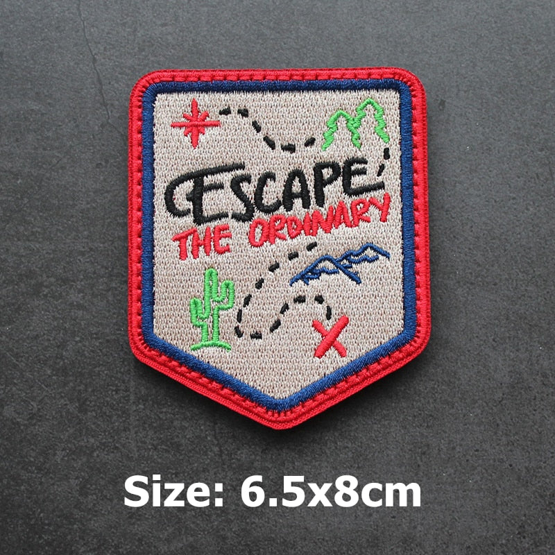 Quote 'Escape The Ordinary' Embroidered Velcro Patch