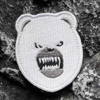White Bear Head 'Angry' Embroidered Velcro Patch
