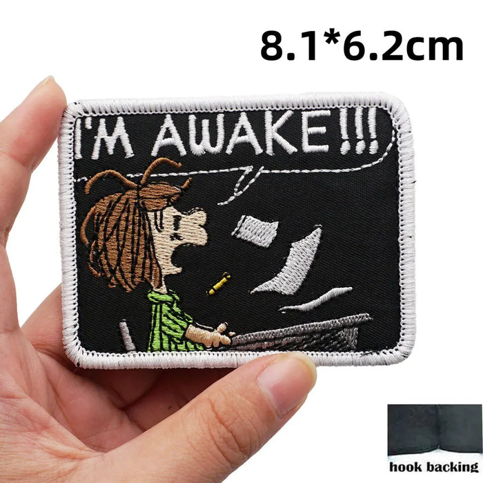 The Peanuts Movie 'Peppermint | I'm Awake!!!' Embroidered Velcro Patch