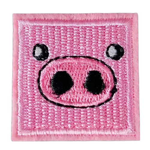 Cute Pig Face 'Square' Embroidered Patch