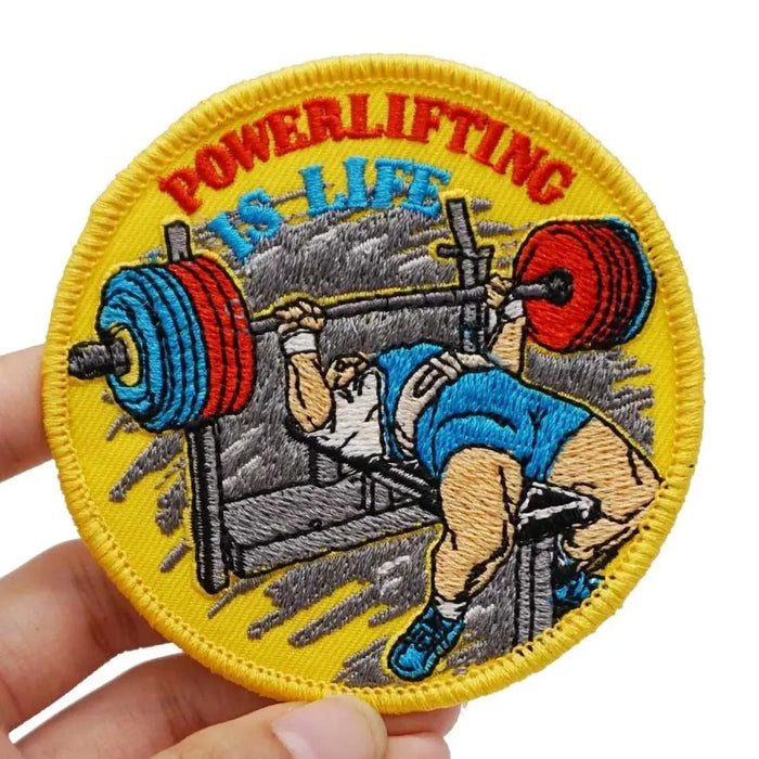 Sports 'Powerlifting Is Life' Embroidered Velcro Patch