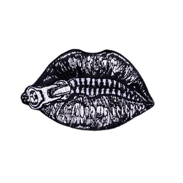 Zipped Lips Embroidered Patch