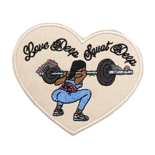 Fitness Squats 'Love Deep Squat Deep' Embroidered Velcro Patch