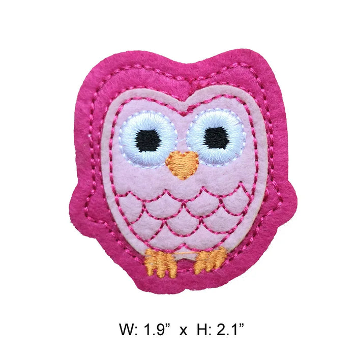 Cute Pink Owl 'Serious' Embroidered Patch