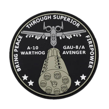 A-10 Warthog 'Bring Peace Through Superior Firepower | GAU-8/A Avenger' PVC Rubber Velcro Patch