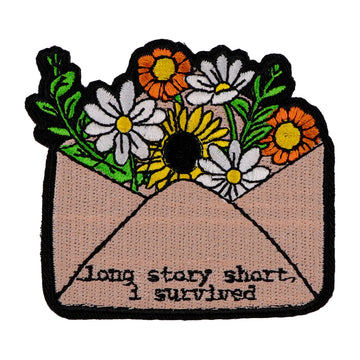 Flower Envelope 'Long Story Short I Survived' Embroidered Patch