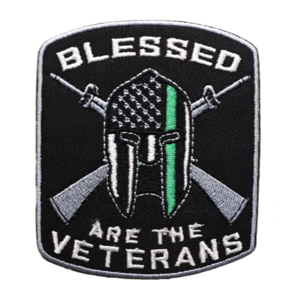 Spartan Flag Helmet 'Blessed Are The Veterans' Embroidered Patch
