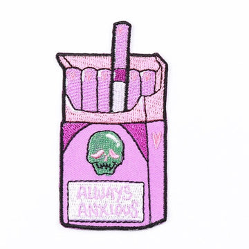 Skull 'Purple Cigarette | Always Anxious' Embroidered Patch