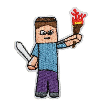 Minecraft 'Steve | Holding Torch and Sword' Embroidered Patch