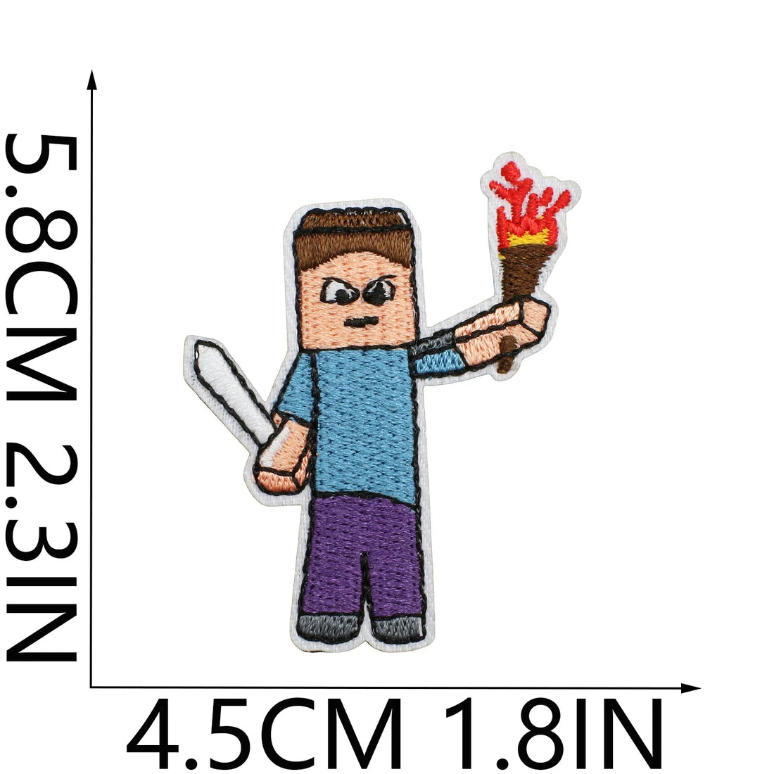 Minecraft 'Steve | Holding Torch and Sword' Embroidered Patch