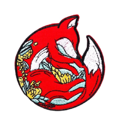 Cute 'Red Fox | Curling' Embroidered Patch