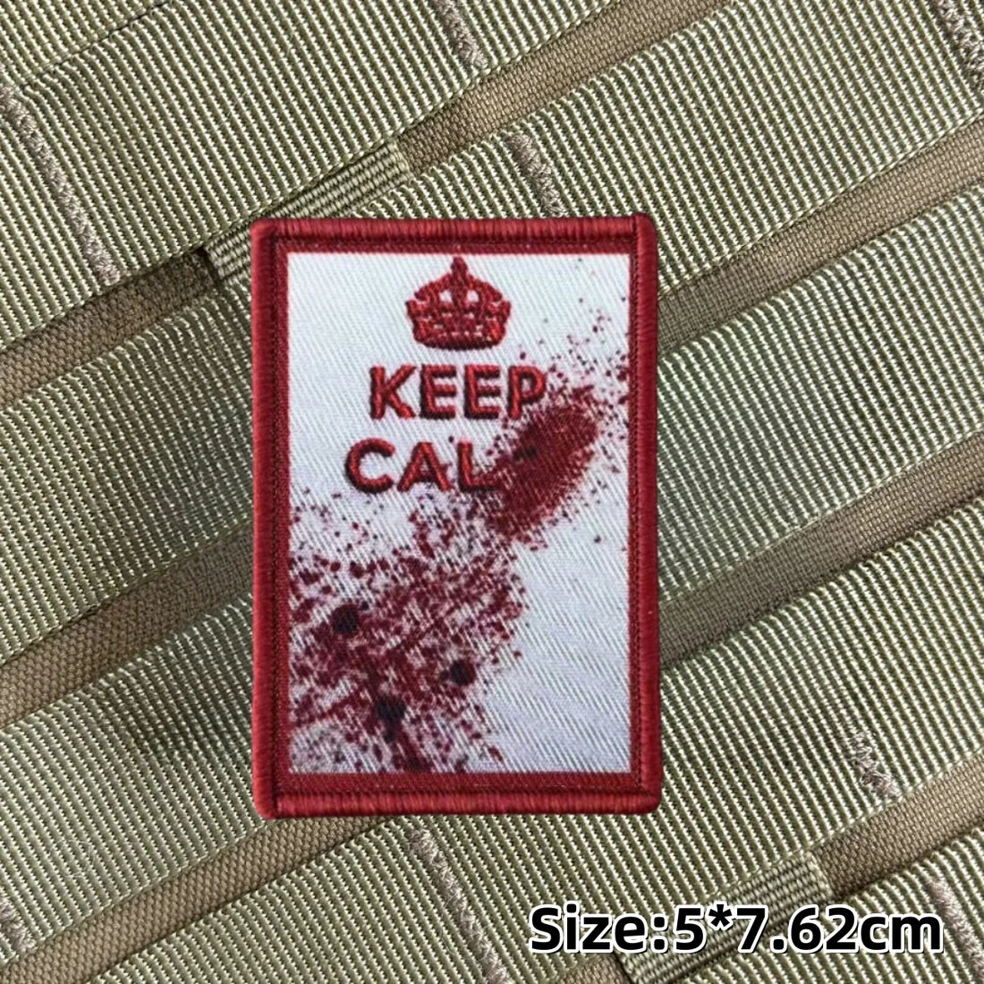 Keep Calm 'Blood Splatter' Embroidered Velcro Patch