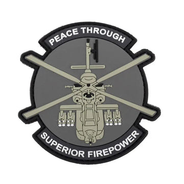 Boeing AH-64 Apache 'Peace Through Superior Firepower' PVC Rubber Velcro Patch