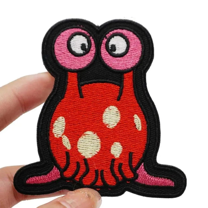 Red Alien Snail Embroidered Velcro Patch