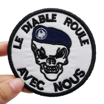 Skull 'Le Diable Roule Avec Nous' Embroidered Patch