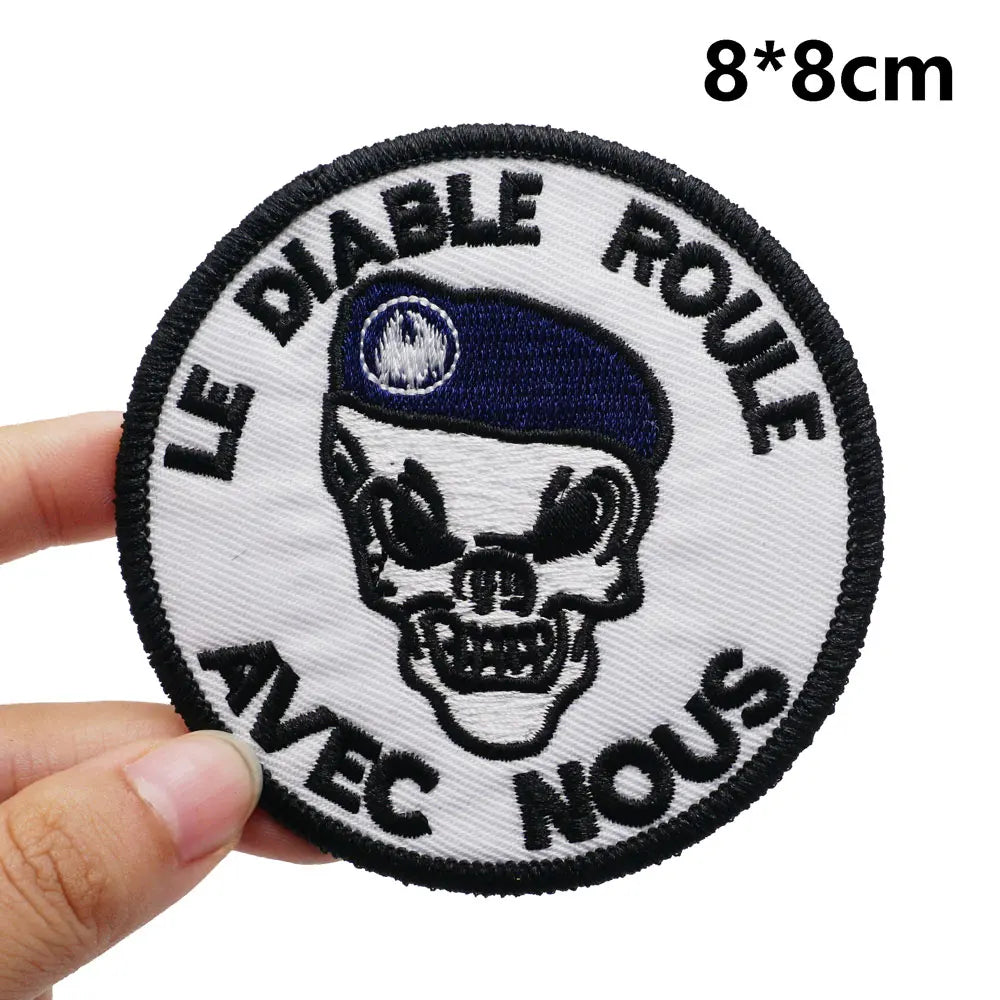 Skull 'Le Diable Roule Avec Nous' Embroidered Patch