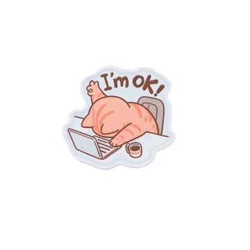 Working Cat ‘I’m Ok’ Embroidered Patch