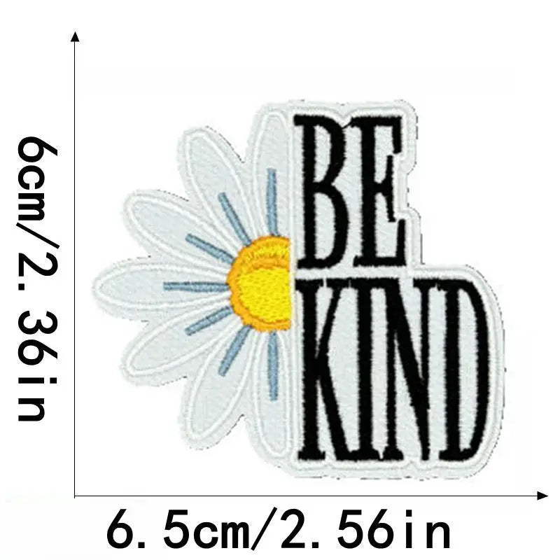 Daisy Flower 'Be Kind' Embroidered Patch