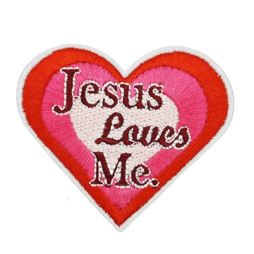 Heart 'Jesus Loves Me' Embroidered Patch