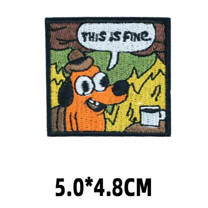 Cute Dog 'This Is Fine | 1.0' Embroidered Patch