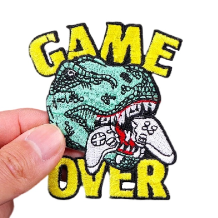Dinosaur 'Game Over' Embroidered Patch