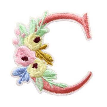 Cute 'Pink Letter C | Flowers | 1.0' Embroidered Patch