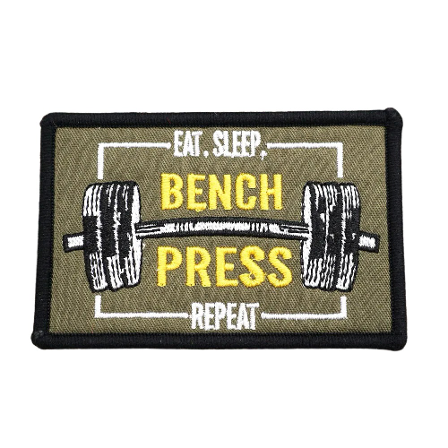Bench Press 'Eat-Sleep-Repeat' Embroidered Velcro Patch