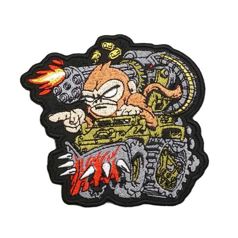 Monkey 'War Machine Gatling Gun' Embroidered Velcro Patch