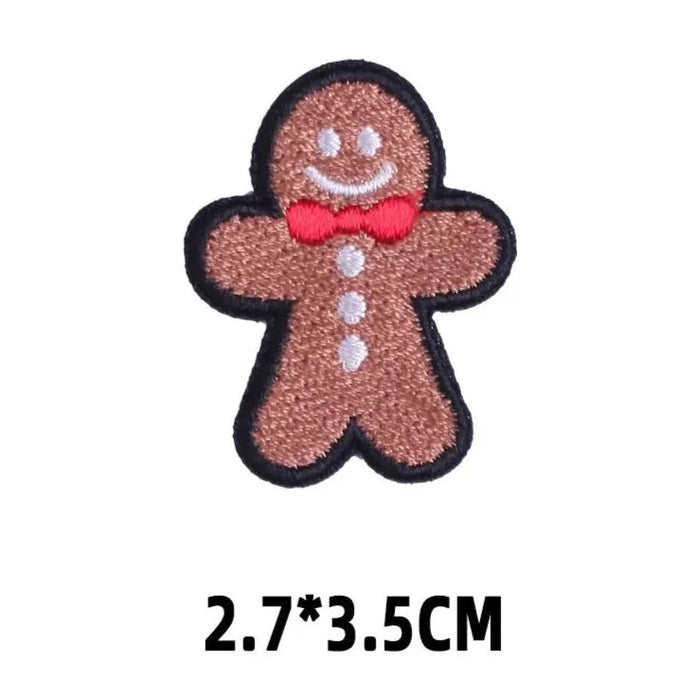 Christmas 'Ginger Bread | Red Bow' Embroidered Patch