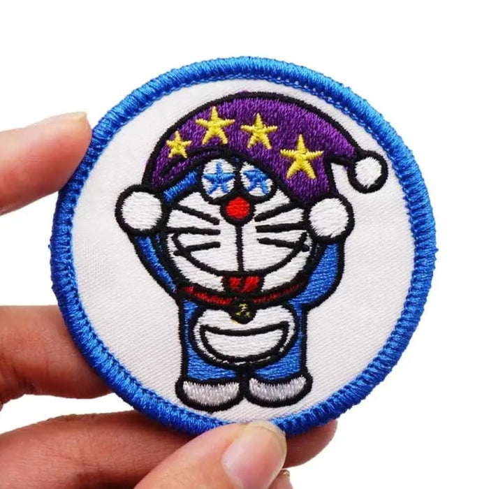 Doraemon 'Wearing Purple Hat | Round' Embroidered Patch