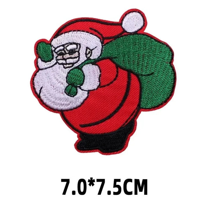 Christmas 'Santa Claus | Carrying Green Bag' Embroidered Patch