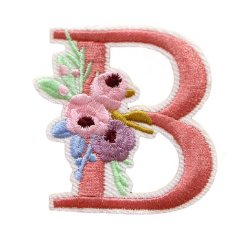 Cute 'Pink Letter B | Flowers | 1.0' Embroidered Patch