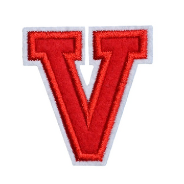 Letter V 'Red' Embroidered Patch