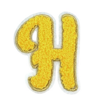 Cute Yellow Chenille 'Letter H' Embroidered Patch