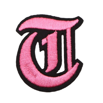 Gothic Font 'Letter T | Pink' Embroidered Patch